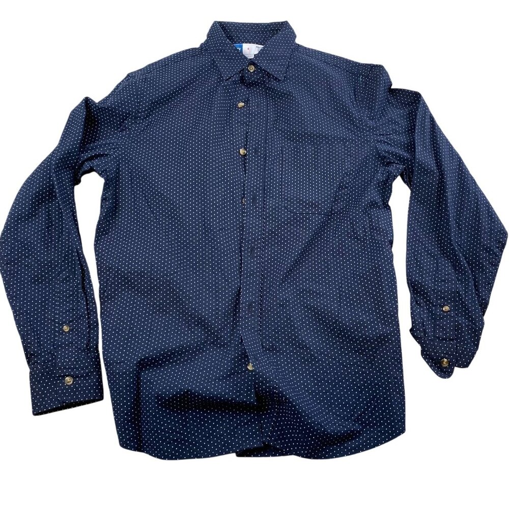 Old Navy Mens Shirt S Navy Blue Polka Dot Regular Fit Preppy